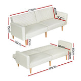 Artiss Sofa Bed Convertible Lounge 3 Seater Futon Couch Recliner Fabric Beige SBED-E-VEL-01-BG-AB
