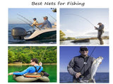 Fly Fishing Landing Net Trout Fishing Net, Soft Rubber Catch and Release Fish Net with Wooden Handle V1192-AZ-W-11573