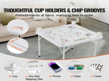 Mahjong Table, Square 4 Player Folding Card Table with 4 Cup Holders & 4 Chip Trays, Portable Domino V952-SDMJZBSDMNGPT73ZQV0
