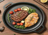 Large Double Handle Cast Iron Griddle Plate, Uncoated Thick Iron Pan for Big Batch Steak & BBQ V1221-XM-LB5313-ZS181