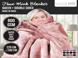 Laura Hill 800-GSM Mink Blanket Queen Size Double-Sided Soft Plush Bed Faux Throw Rug Pink MNKHV-PK