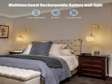 Battery Operated Wall Sconce Set of 2, Rechargeable Rattan RGB Light, Remote, Bedroom V1263-JX-5782