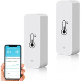 2 Pack WiFi Smart Thermometer Mini Digital Temperature Humidity Sensor Compatible with Alexa and V1237-ZY-522-0077