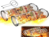 2PCS Rolling Grill Baskets for Outdoor Grill, Egg Accessories-Set Includes Fork, Hook, and Oil V1192-AZ-W-2806
