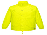 HUSKI STRATUS RAIN JACKET Waterproof Workwear Concealed Hood Windproof Packable - Yellow Fluro - S V563-918032-STRATUS-YLWFLU-S