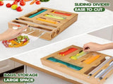 CARLA HOME 6-in-1 Bamboo Kitchen Drawer Organizer with Ziplock Bag Storage, Wrap Dispenser, Cutter V178-36368