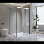 Adjustable 1500x800mm Single Door Corner Sliding Glass Shower Screen in Chrome V63-845761