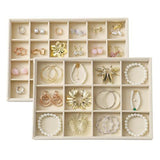 Large Velvet Jewelry Tray Display Drawer Inserts 2 Pack Stackable Jewelry Organizer for Earring V1107-107-85017-BEG1