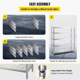 VEVOR Storage Shelf, 5-Tier Storage Shelving Unit, Stainless Steel Garage Shelf, 59.1 x 17.7 x 70.9 V952-BXGCKHJYCC605MVZVV0