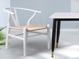 Levede 2x Dining Chairs Wooden Hans White CH1041-2-WH