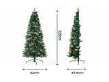 Jingle Jollys 2.1m Artificial Slim Christmas Tree Pine Cone Berry Decor Corner XM-TR-SLIM-7FT-CORNER