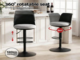 Artiss 2x Bar Stools Kitchen Swivel Gas Lift Counter Dining Chair Curved Black BA-BB-8097C-BKX2