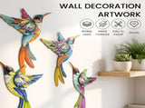 4 Pack Hummingbird Wall Art Decor, Metal Construction, Easy to Install, for Garden Fence Backyard V1369-AZ3-W-12326