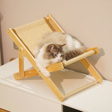 Adjustable Elevated Cat Chair Bed, Relaxation Cat Bed with Durable and Non-Shedding Sisal Scratcher, V1369-AZ3-W-04665