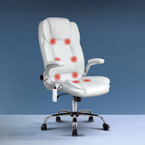 Artiss 8 Point Massage Office Chair PU Leather White MOC-1223-WH