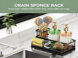 Sponge Holder for Kitchen Sink Caddy Organizer with Detachable High Brush Holder Rustproof Stainless V1294-YM0901-H48548S