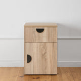 PORTO BEDSIDE TABLE - NATURAL OAK - SLIM - HALF MOON BLACK V164-ECS13STB04B