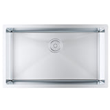 Kitchen Sink, 304 Stainless Steel Drop-In Sinks, Undermount Single Bowl Basin with Accessories V952-QRSSCTXPDCY30ZB7SV0