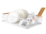 Dish Drainer Kitchen Monolayer Waterproof Cutlery Shelf Tabletop Utensil Storage Shelf White V1294-YM0703-3118230118611