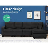 Artiss Modular Sofa Chaise Set 5-seater Dark Grey SBED-C-EP05-DA-GY-ABCDE