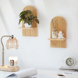 2 Bohemian Style Wooden Wall Shelves with Expander Bolts, Compatible with Living Rooms Bedrooms V1188-MS-325-1217