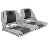 Seamanship 2X Folding Boat Seats Marine Seat Swivel Low Back 4cm Padding Grey BS-86101-GC-FC2