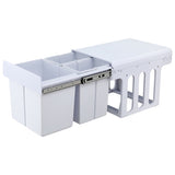 Cefito Pull Out Bin Kitchen Triple Slide Garbage Rubbish Bins Basket White 31L POT-BIN-31L-3C-WH