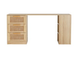 Artiss Computer Desk Drawer Shelf Home Office Study Table Rattan Oak 120CM FURNI-G-RAT-DESK-WD