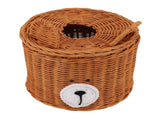 Tissue Box Cover Rattan Cute Bear Brown with Lid Easy Access Round Easy Maintenance Versatile Holder V1294-YM0710-3115230115711