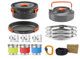 Orange Camping Cookware Set for 23 People Portable Outdoor Cooking Pot, Frying Pan & 1.1L Kettle V888-ELOSUNG54633