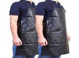 2x Pierre Cardin Professional Leather Apron Butcher Woodwork Barber Chef - Black V563-PC3433-BLACK_2X