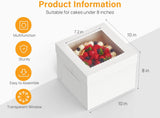 15pcs Cake Boxes, 10x10x8 Inches Tall Cake Box with Window, White Bakery Boxes, Large Baking Boxes, V1258-DP02-WO-1037