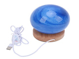 Bedside Nightstand Lamp with Wood Base Blue Glass Shade Ball Small Table Lamp 3 Color Temperature V1294-YM0901-3119240152211
