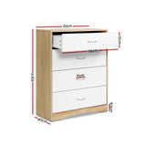 Artiss 4 Chest of Drawers - BURL FURNI-O-TBOY-01-WHWD-AB