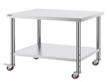 30x36x34 Inch Stainless Steel Work Table 3-Stage Adjustable Shelf with 4 Wheels Heavy Duty V952-CFGZT30X36X34YC01V0