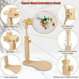 Embroidery Stand Rotating Cross Stitch Holder, Natural Beech Wood Frame with 15cm & 20cm Hoops, V1107-120-56830-WOO-EMBROIDERYSTAND