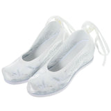 Vintage Embroidered Han Chinese Clothing Shoes White Cloth Rubber Sole Breathable V1369-AZ3-W-18481