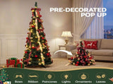 Jingle Jollys Pop Up Christmas Tree Pre Decorated Artificial Christmas Tree 197cm PUT-XMAS-6IN-1