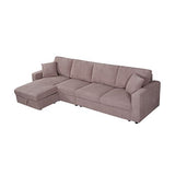 5-Piece Pink Modular Corduroy Sofa with Storage Chaise V43-SOF-IRS-PK