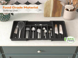 White Adjustable Polypropylene Kitchen Drawer Organizer - 8 Compartments, Large Capacity, Easy to V888-ELOSUNG17728