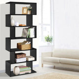 Artiss Bookshelf 6 Tiers - RIVA Black FURNI-DIS-6T-BK