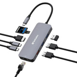 Verbatim USB-C Pro Multiport Hub 9 Ports,1 x HDMI, 1 x RJ45, x USB-C 3.2 Gen2, 1 x USB-A 3.2 Gen2, V1202-V2-USV-32152