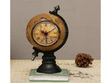 Desk Clock Multi-functional Save Change Personality Retro Resin Globe Shape Piggy Bank Ornament for V1263-JX-386