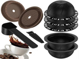 5Pcs Reusable Vertuo Coffee Pods with 2 Silicone Lids Spoon and Cleaning Brush V1263-JX-5719