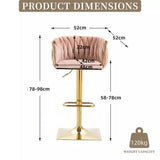 SERENIT Modern Velvet Breakfast Bar Stools Swivel Barstools Adjustable Counter Stools with Backrest V255-GP1782R-PINK