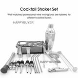 20Pcs Cocktail Shaker Set 750ml Martini Strainer Bartender Kit Bar Spirits Maker V201-W12466515