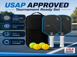 Pickleball Paddles Set of 2, USAP Approved T700 Carbon Fiber Pickleball Rackets with 4 Balls & Carry V1197-TY-081908