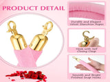 4 Pieces Pink Velvet Stanchion Rope 5 Feet Ropes with Gold Clasps for Party Hotels Wedding Movie V1259-DP01-A-5521