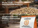 ASMOKE 100% Natural Premium Oak Wood BBQ Pellets for Smoker & Grill x2 V642-XFAS-OAK-WO-PEL-20LBX2