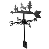 Wrought Iron Deer Weathervane Roof Mount Outdoor Yard Decor with Accurate Wind Direction V1370-AZ4-14824